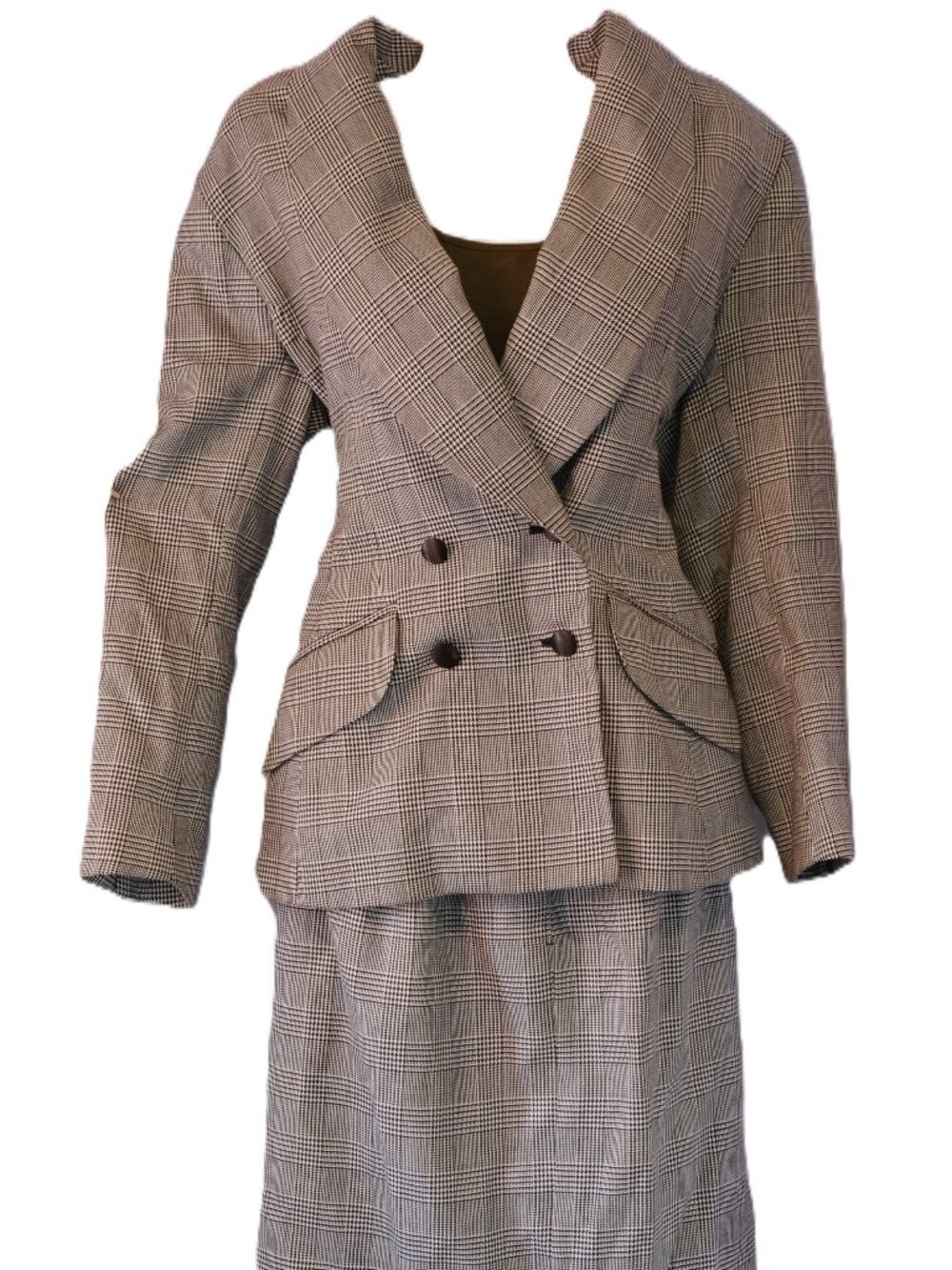 Vintage Natasha Double-Breasted Skirt Suit Set | Made in Russia | Gingham Hounds
